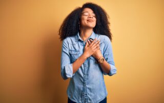 young woman with gratitude