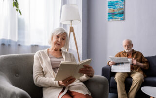 elderly individuals reading with an aging brain